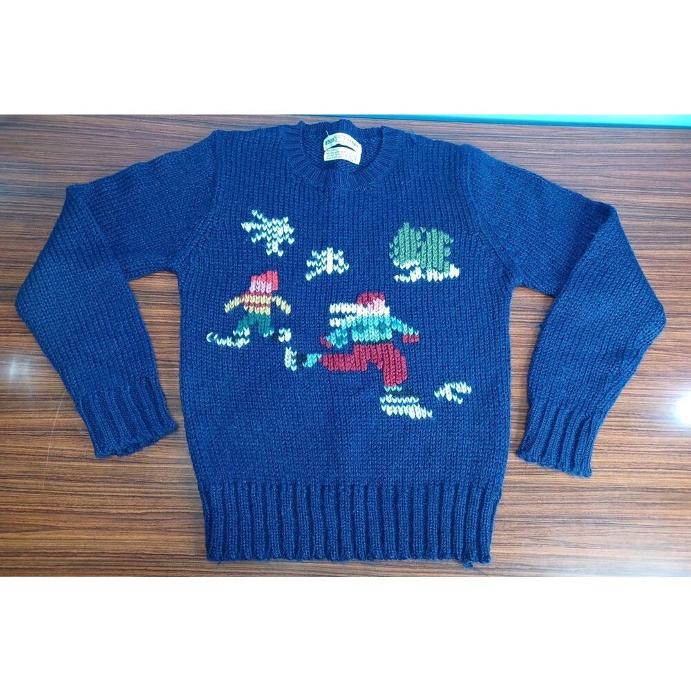 Emily's Closet Vintage Pullover Sweater Knit 90s Long Sleeve Winter Skating Snow
